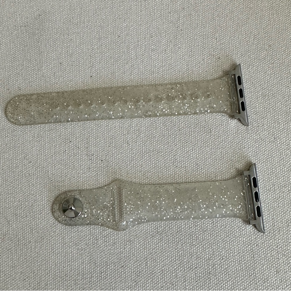 New In Package Clear With Silver Glitter Apple Watch Band Size 42/44 mm
